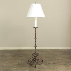 19th Century Torchere Wrought Iron Floor Lamp