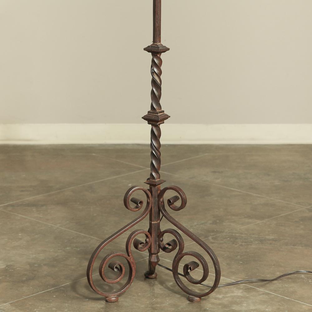 Late 19th Century 19th Century Torchere Wrought Iron Floor Lamp For Sale