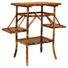 19th Century Tortoise Bamboo Side Table with Shelves