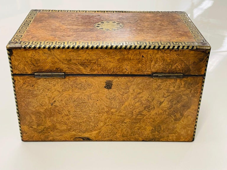 19th Century Tortoise Shell Grain and Greek Key Tea Caddy, Boule ...