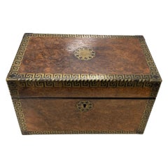 Antique 19th Century Tortoise Shell Grain and Greek Key Tea Caddy, Boule, Georgian