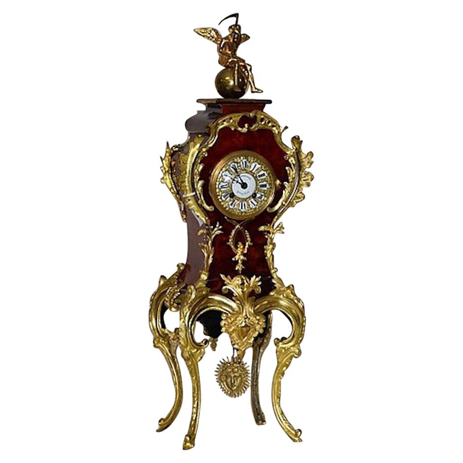 19th Century Tortoise Shell Salon Clock For Sale