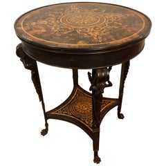 19th Century Tortoise Shell Top Bronze Figural Center or End Lamp Table