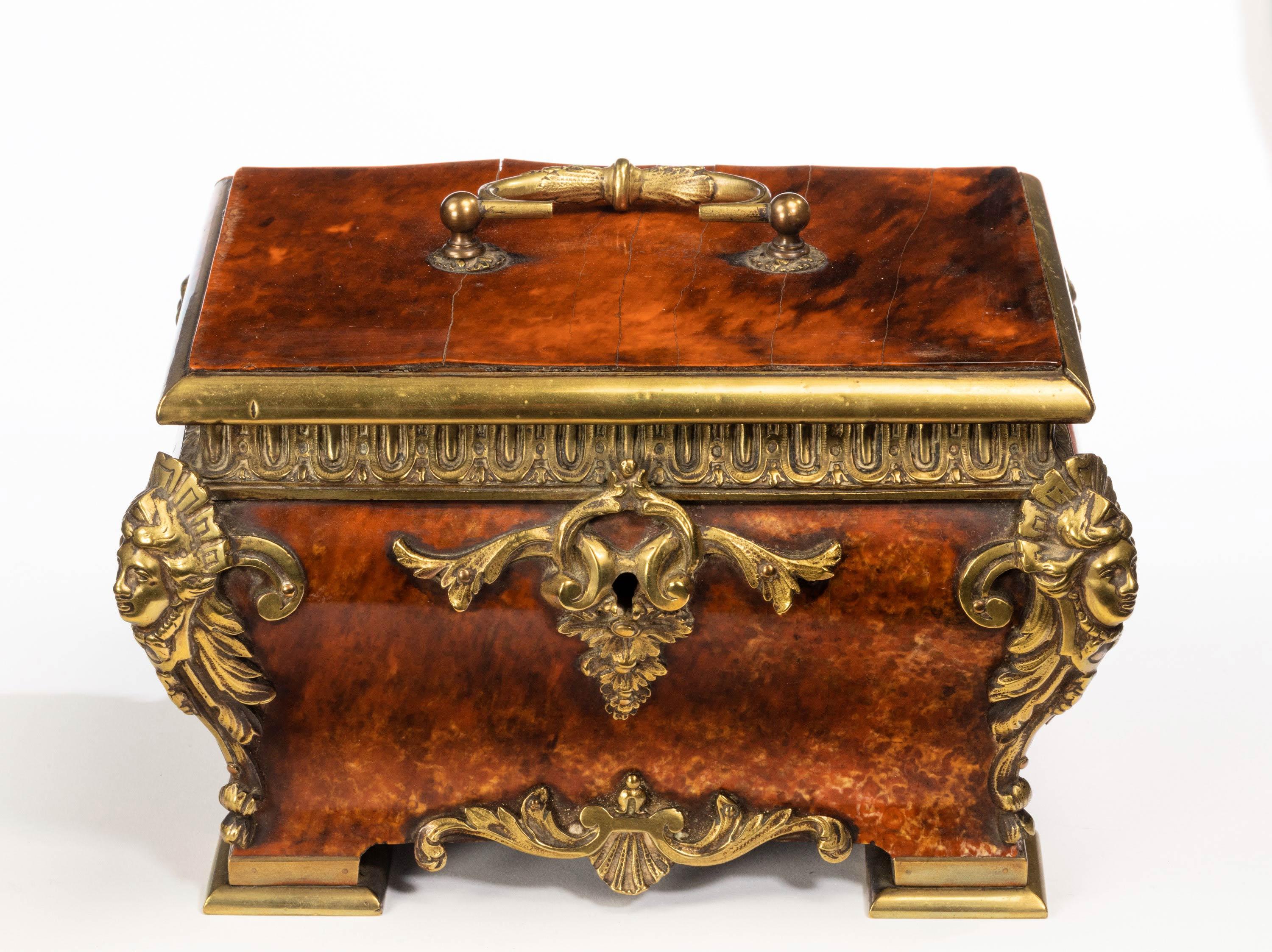 19th Century Tortoiseshell and Gilt Bronze Casket 6