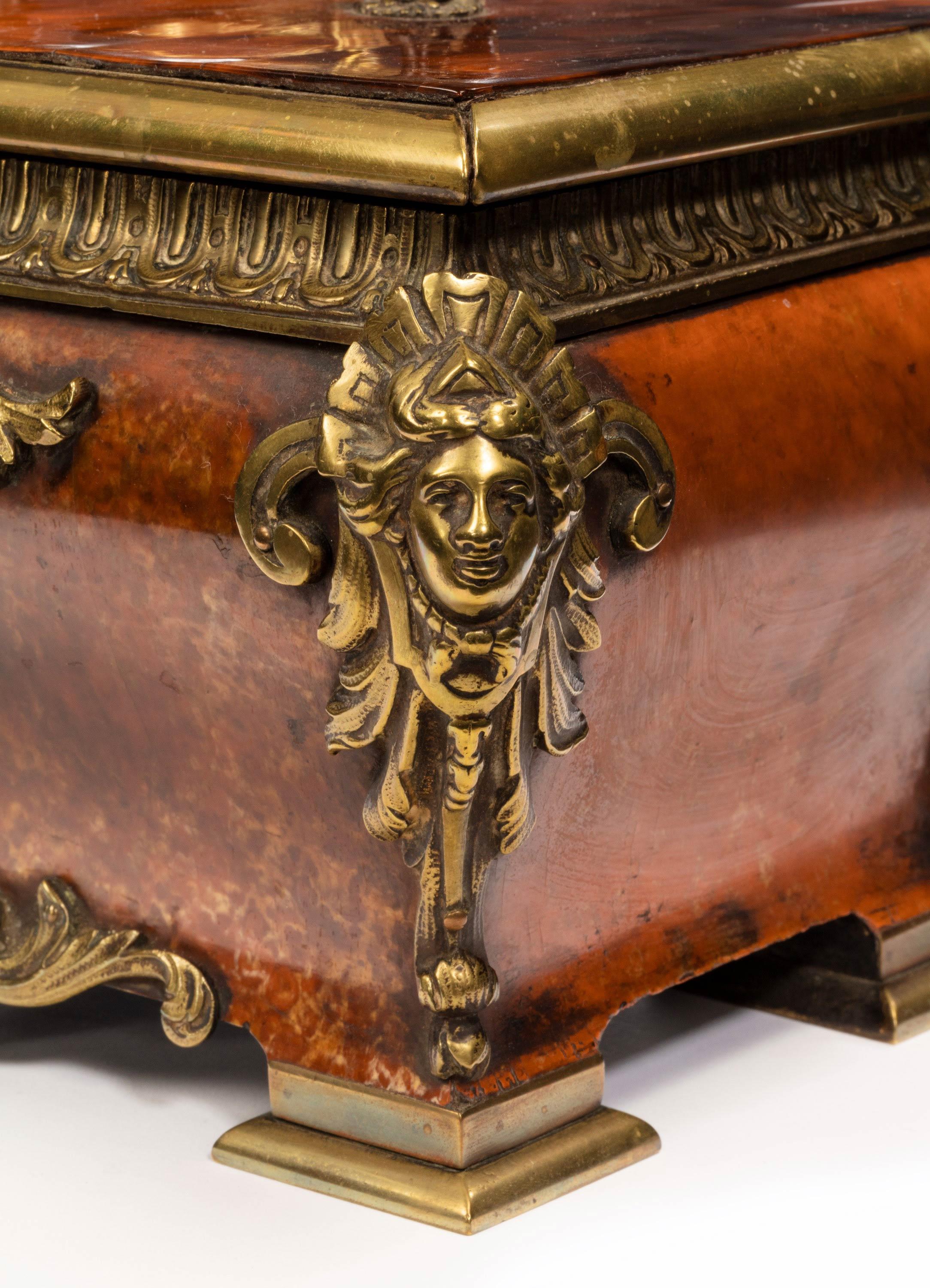 19th Century Tortoiseshell and Gilt Bronze Casket 4