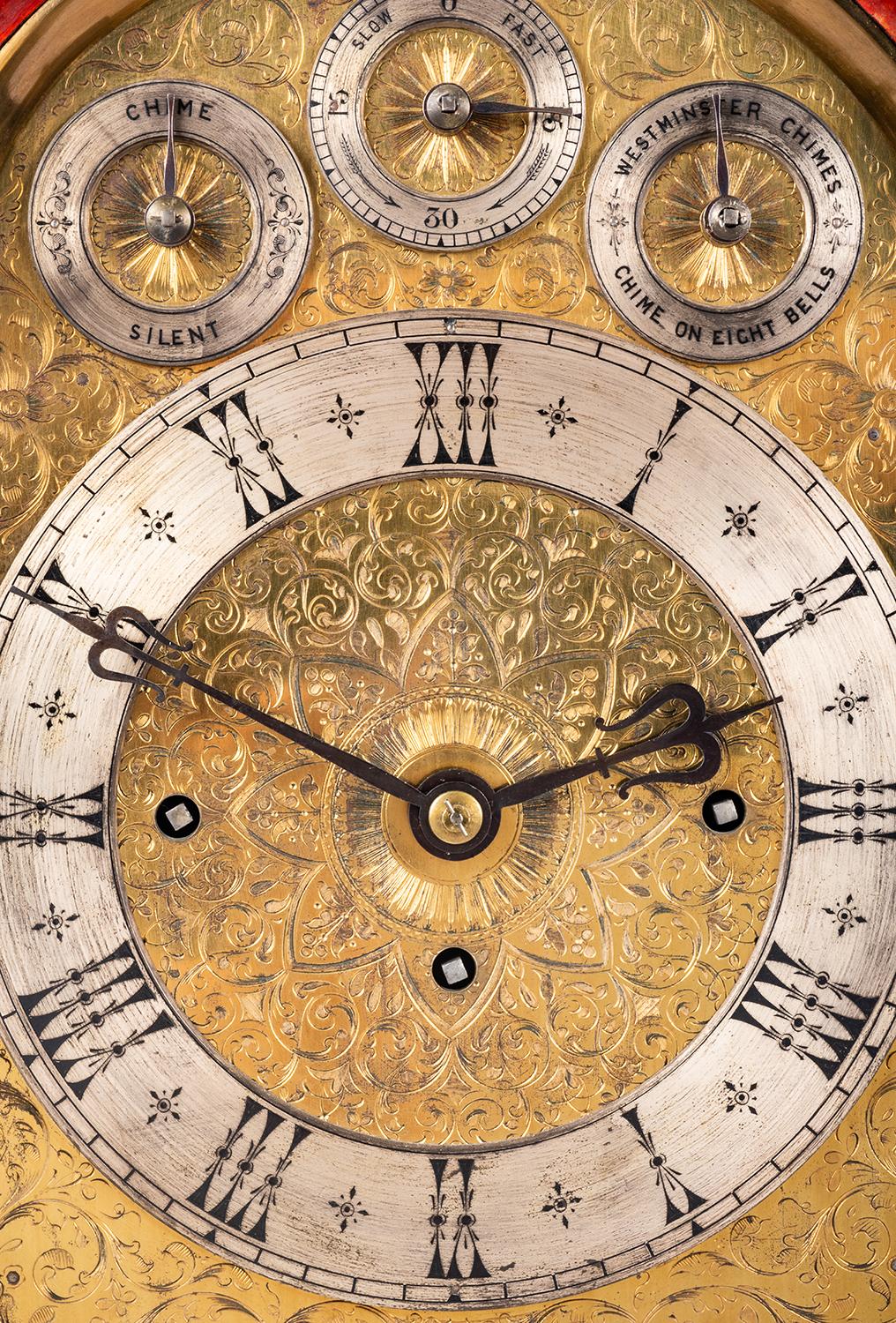 Gilt 19th Century Tortoiseshell / Ormolu Westminster Chiming Mantle Clock For Sale