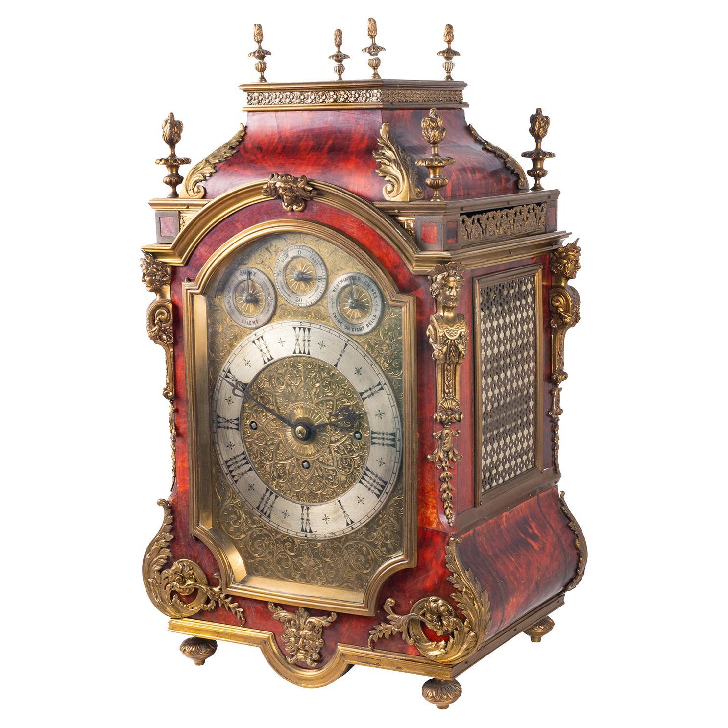 19th Century Tortoiseshell / Ormolu Westminster Chiming Mantle Clock For Sale