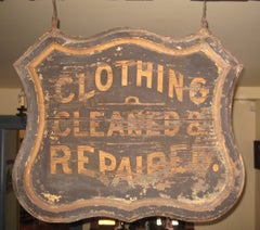 Enseigne de commerce du XIXe siècle en bois double face de vêtements, de la vallée de l'Hudson NY