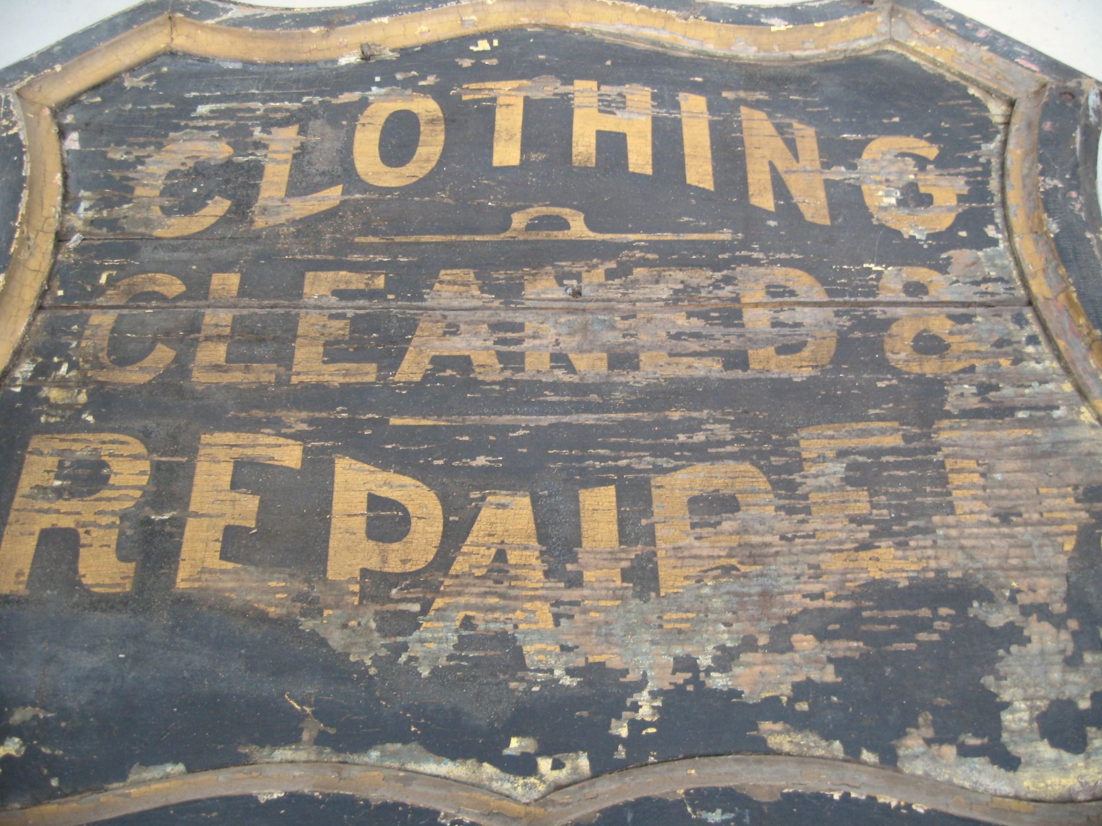 Hand-Crafted 19th Century Trade Sign Clothing Wood Double Sided Wooden Hudson Valley NY  For Sale