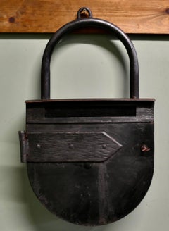 19th Century Iron Trade Sign Letter Box, Mail Box, Folk Art, Locksmith Design