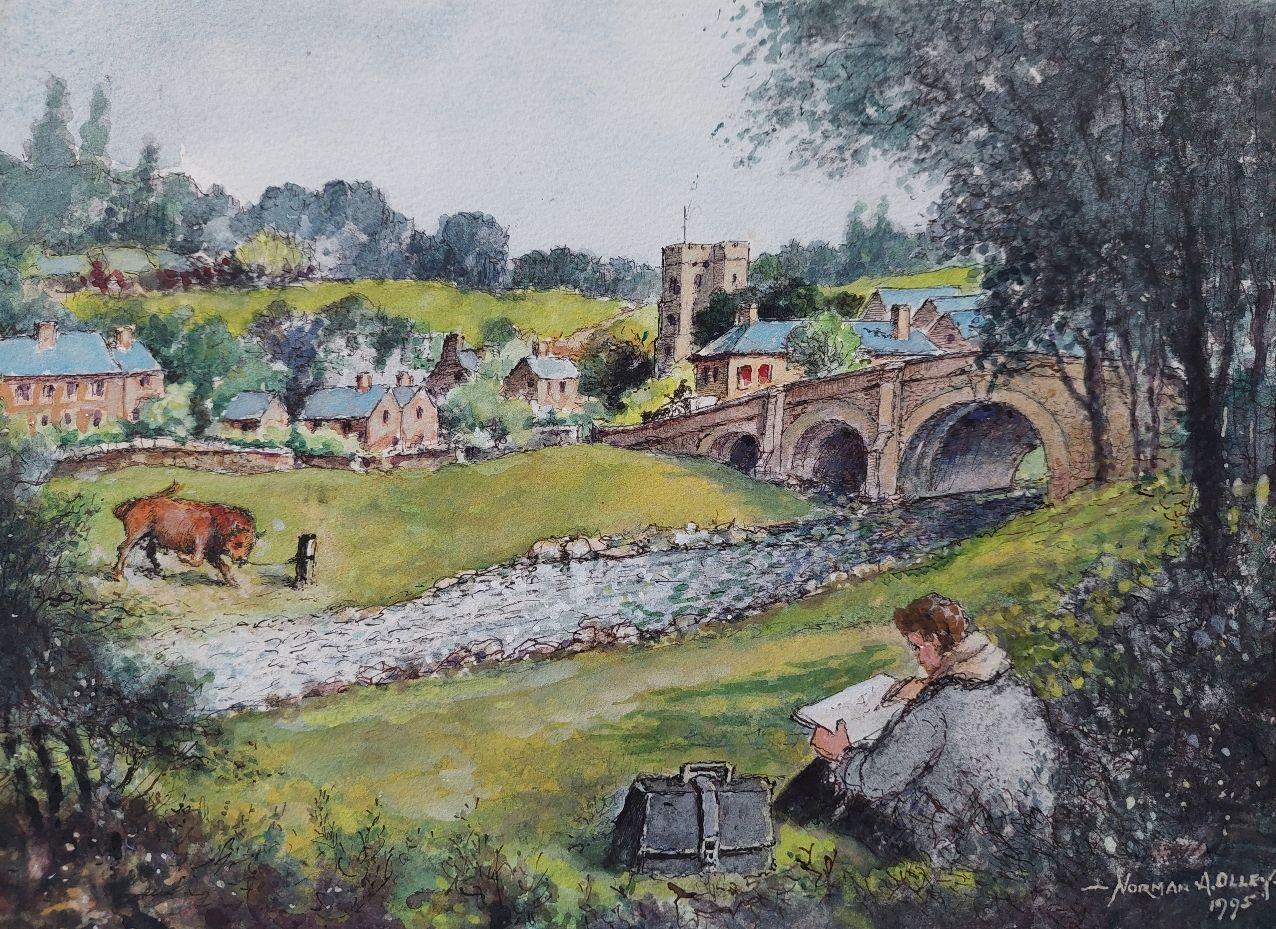 19th Century Traditional English Painting of an Artist Sketching in Yorkshire In Good Condition For Sale In Cirencester, GB