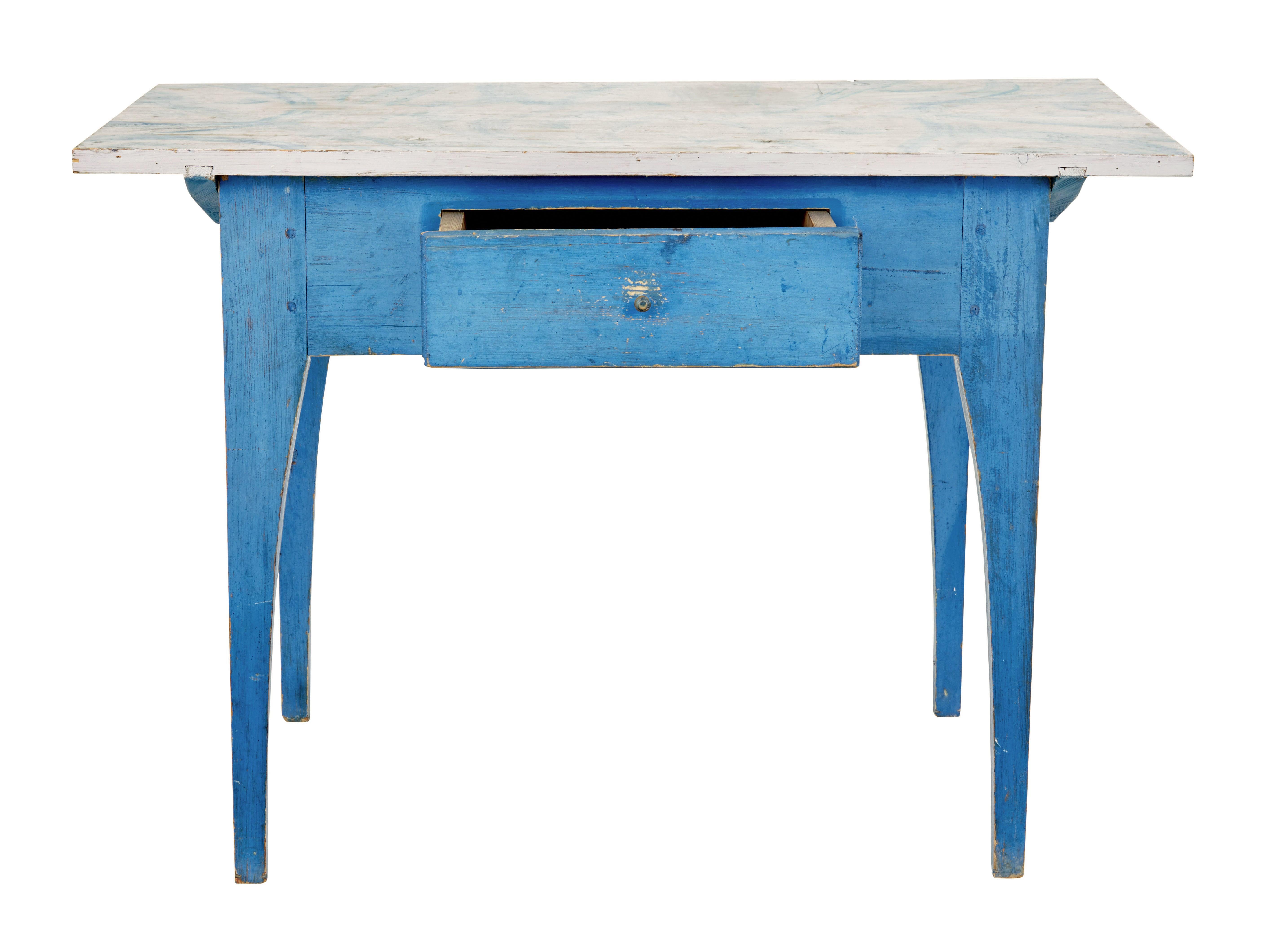 Rustic 19th century traditional hand painted Swedish side table For Sale