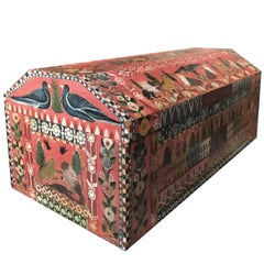 19th Century, Traditional Mexican Lacquered and Hand-Painted Blanket Chest