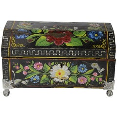 Vintage 19th Century, Traditional Mexican Lacquered and Hand Painted Chest