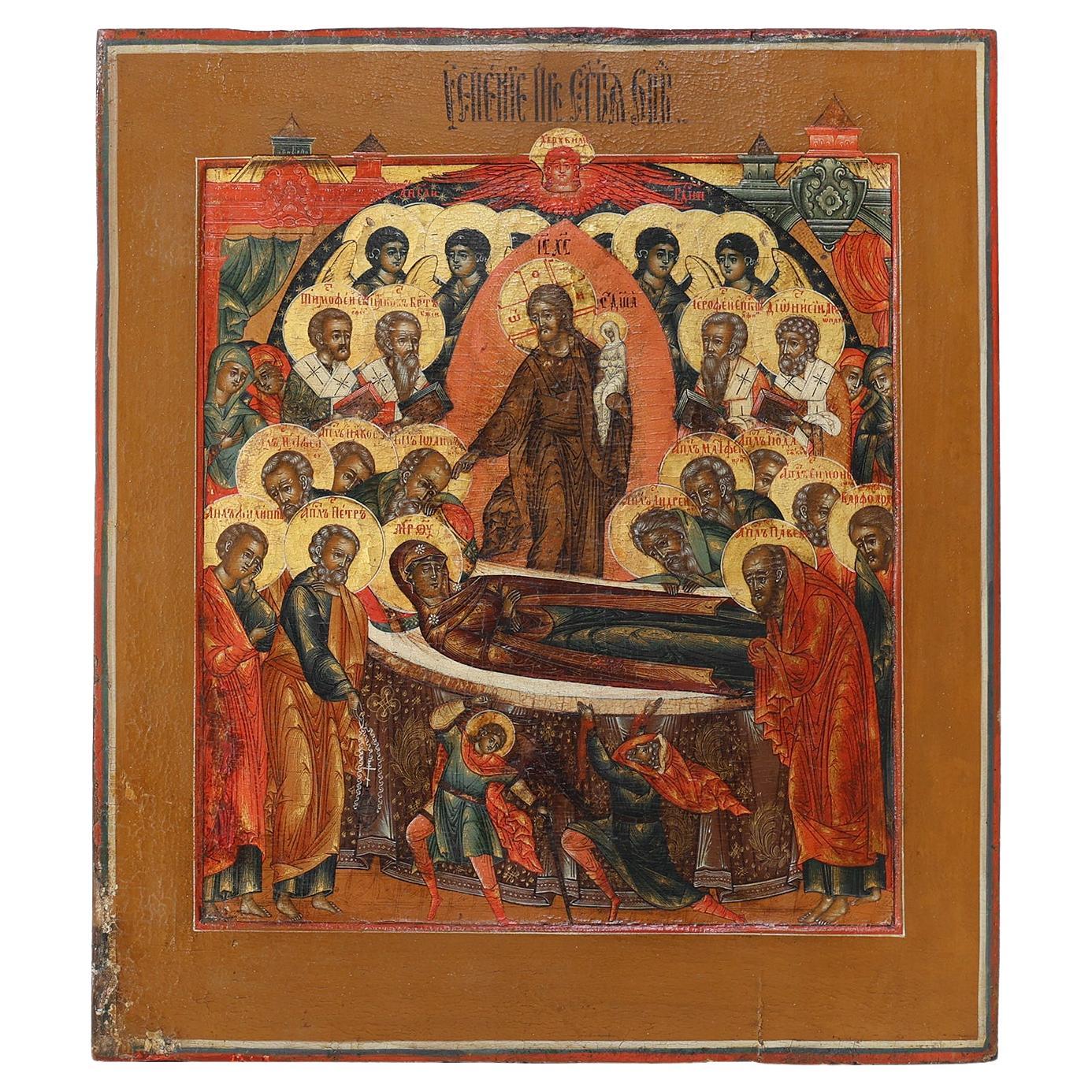 19th Century traditional Russian Religious Icon “Dormition Of The Holy Virgin”