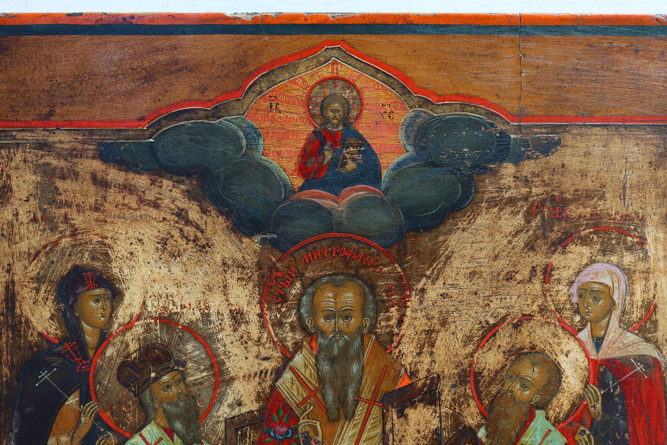 Hand-Painted 19th Century traditional Russian Religious Icon