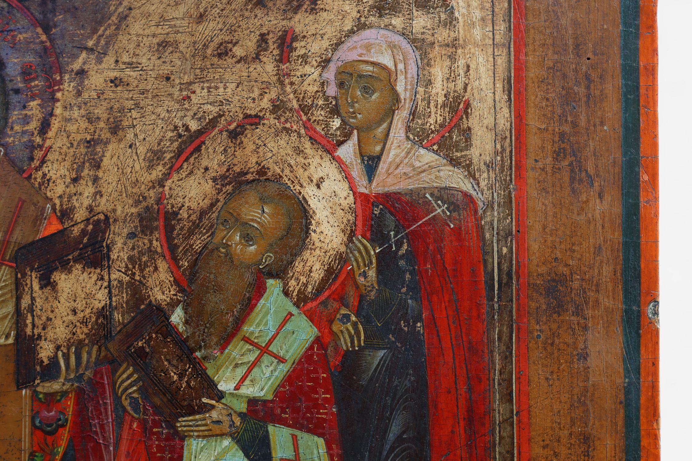 Oak 19th Century traditional Russian Religious Icon
