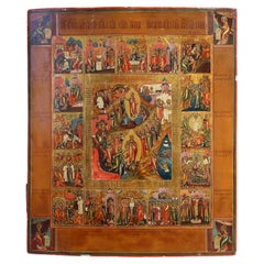 19th Century traditional Russian Religious Icon “Full Cycle”