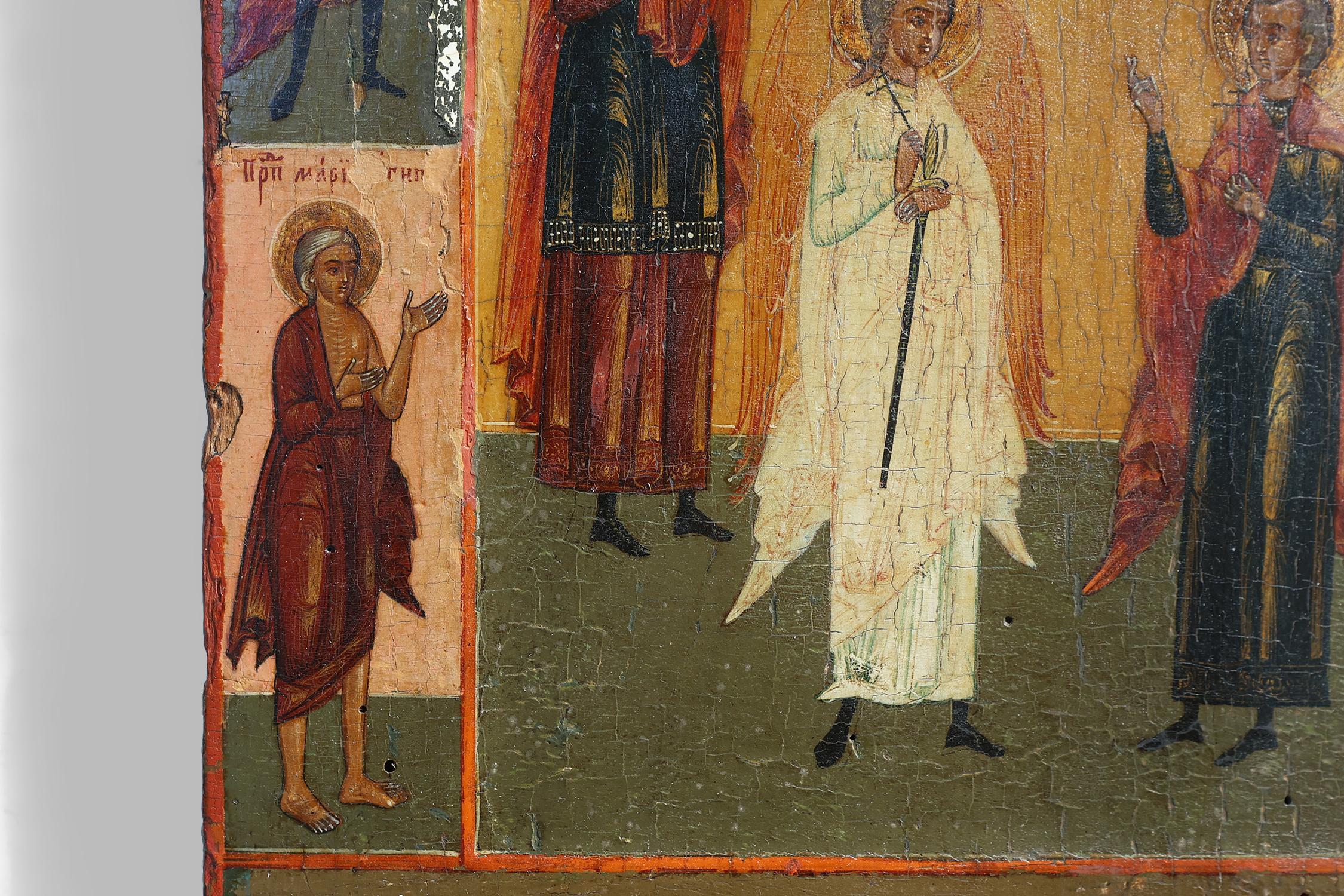19th Century traditional Russian Religious Icon of Mother of Mercy with saints In Good Condition In Meulebeke, BE