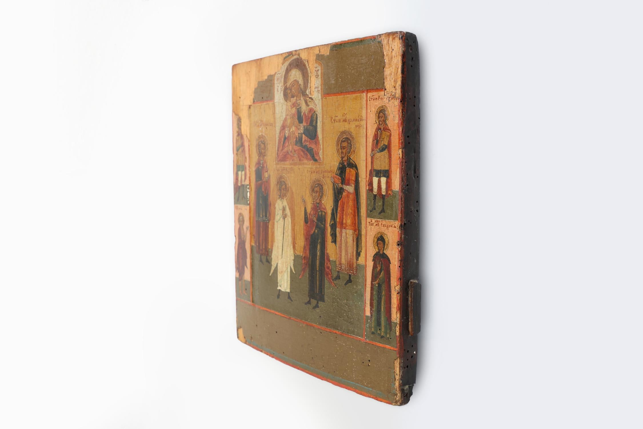 19th Century traditional Russian Religious Icon of Mother of Mercy with saints 2