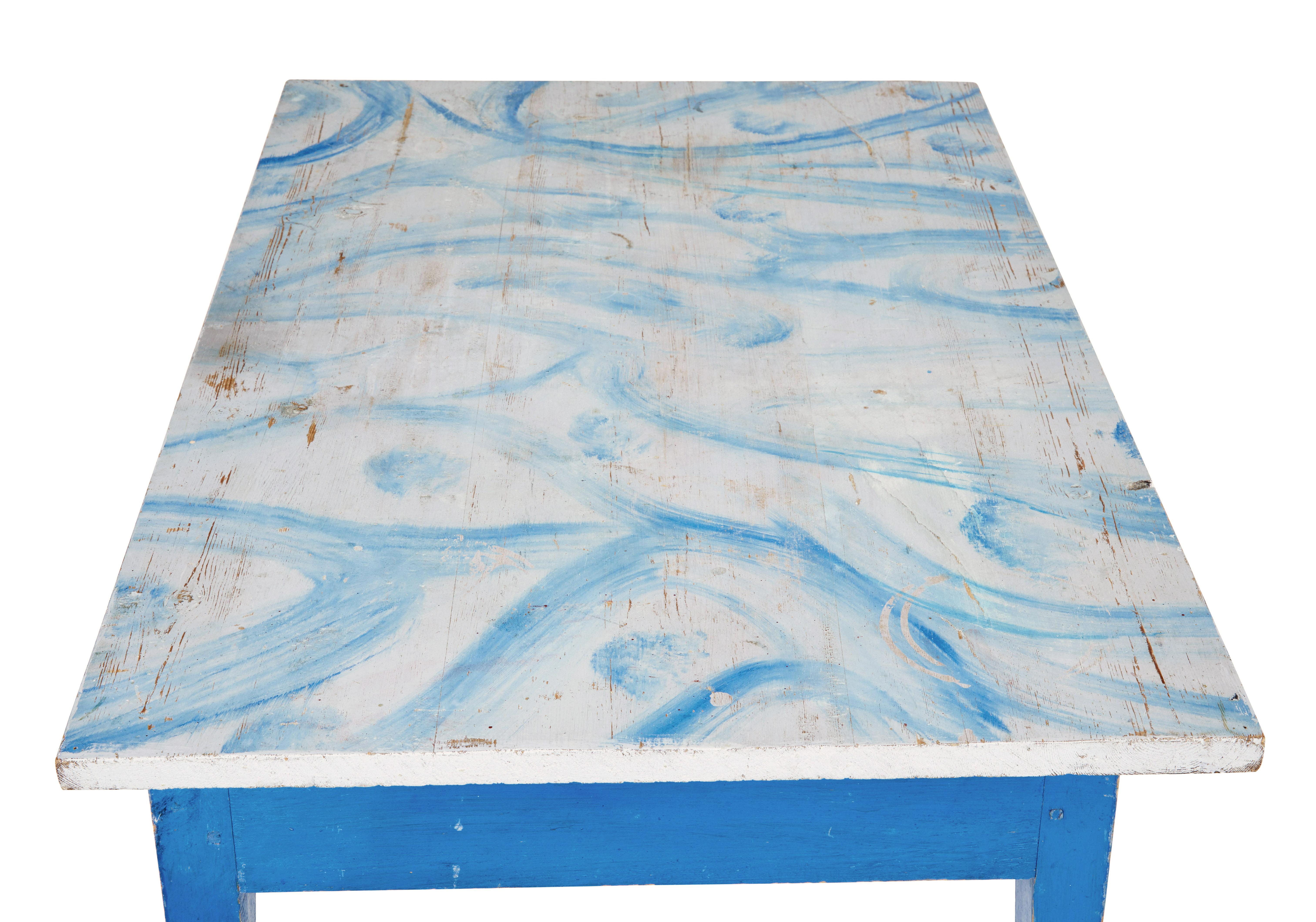 19th Century 19th century traditional rustic painted Swedish side table For Sale