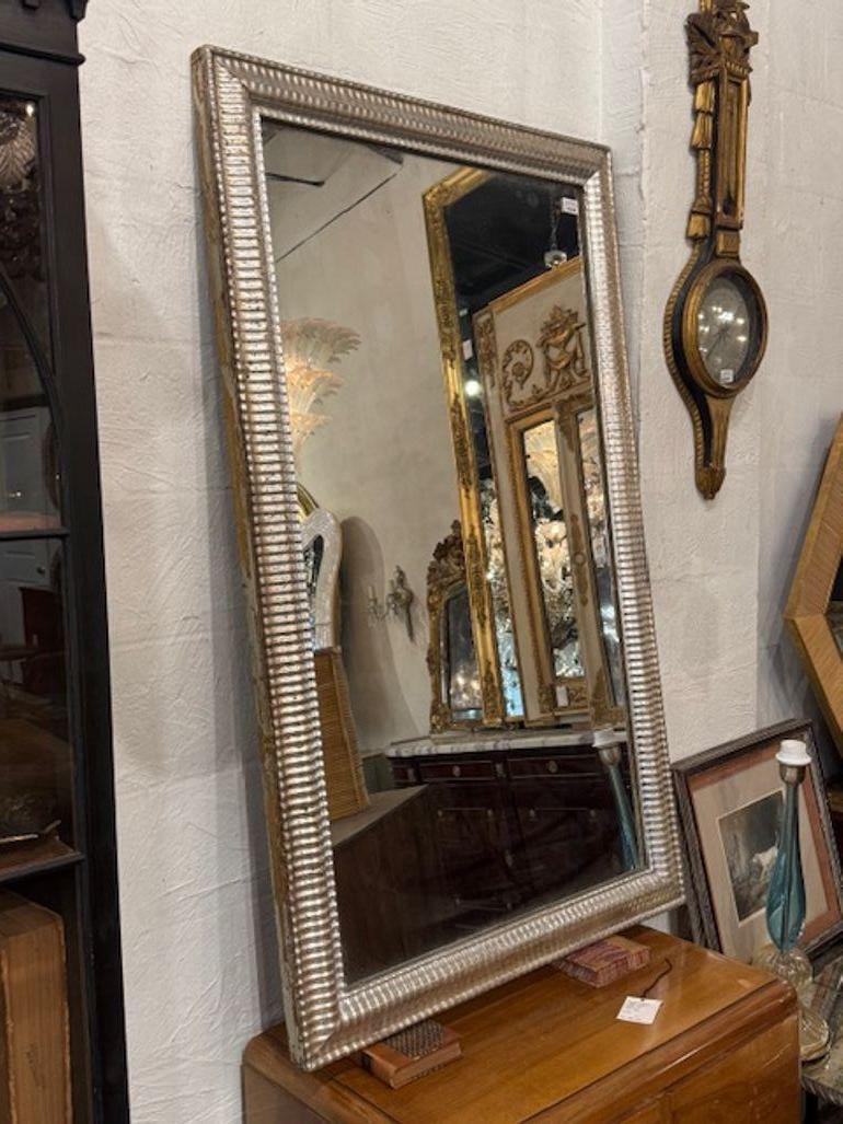 Giltwood 19th Century Traditional Silver Louis Philippe Mirror For Sale