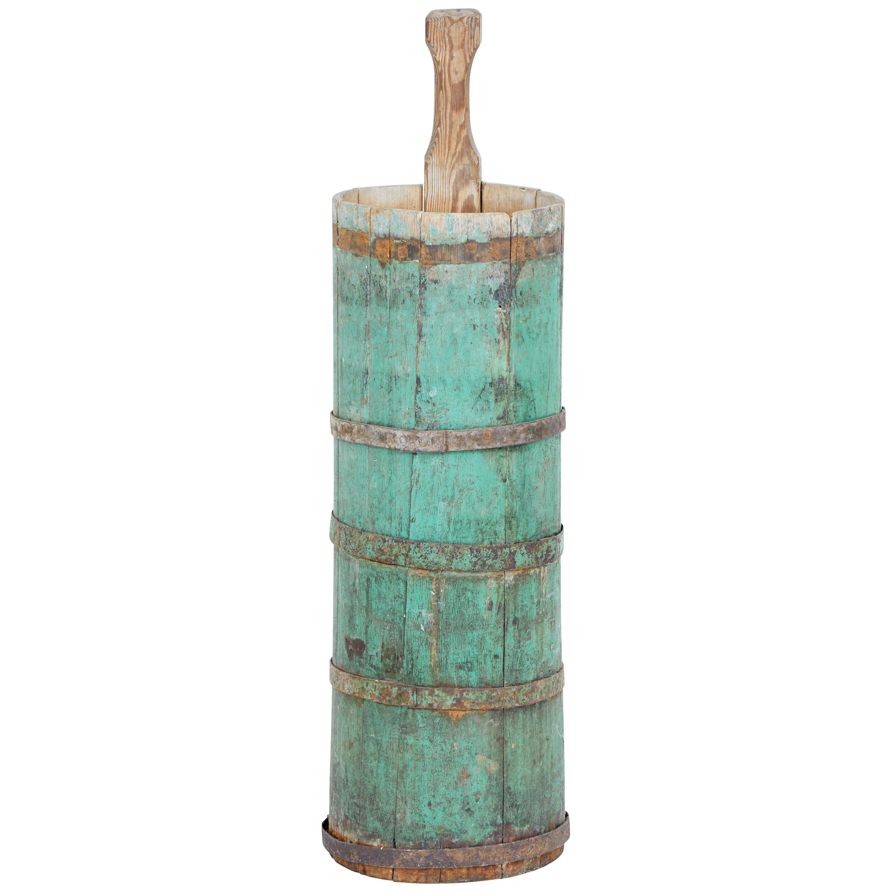 19th Century Traditional Swedish Painted Pine Butter Churn