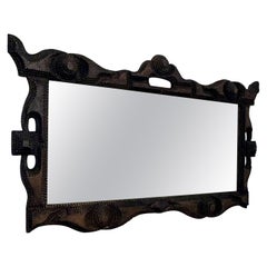 Miroir artisanal Tramp Art Chip Work du 19ème siècle