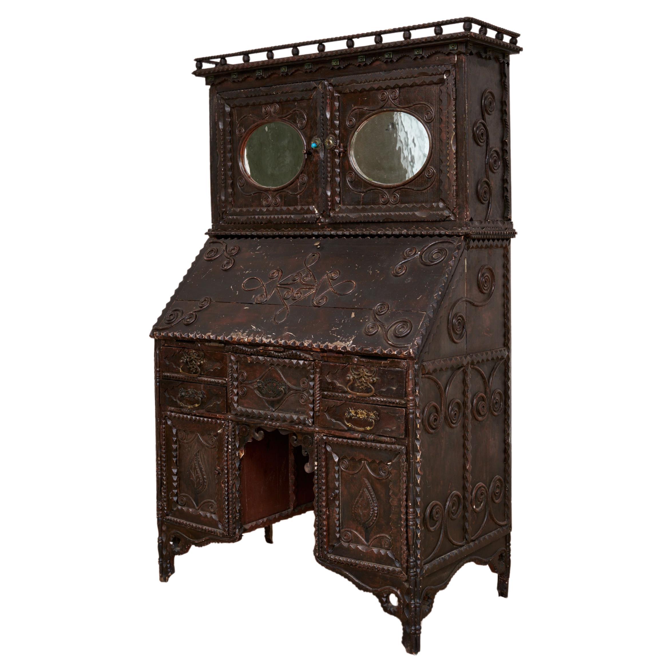 19th Century Tramp Art Desk For Sale