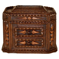 19th Century Tramp Art Jewelry Box
