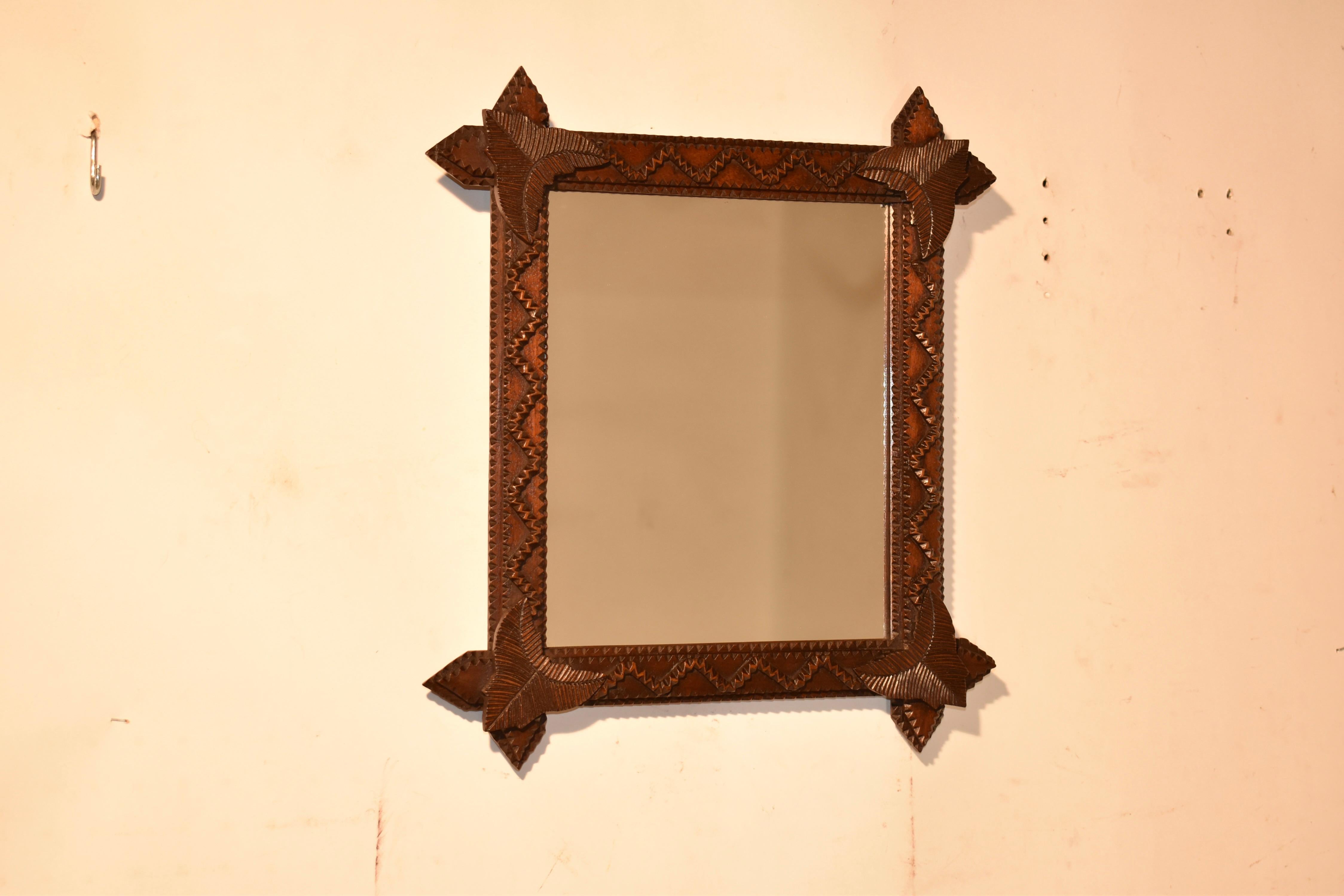 Specchio Tramp Art del XIX secolo 1