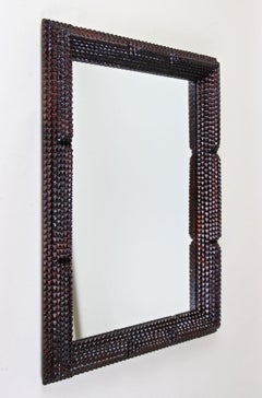 19th Century Tramp Art Rustic Wall Mirror, Austria, circa 1880