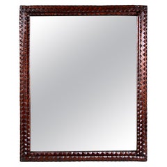 Antique 19th Century Tramp Art Rustic Wall Mirror Hand Carved, Austria, circa 1880