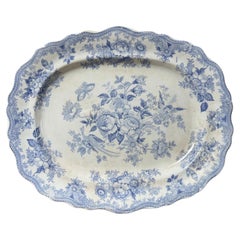 19th-century Transferware Platter "Asiatic Pheasants in blue white, Wedgewood