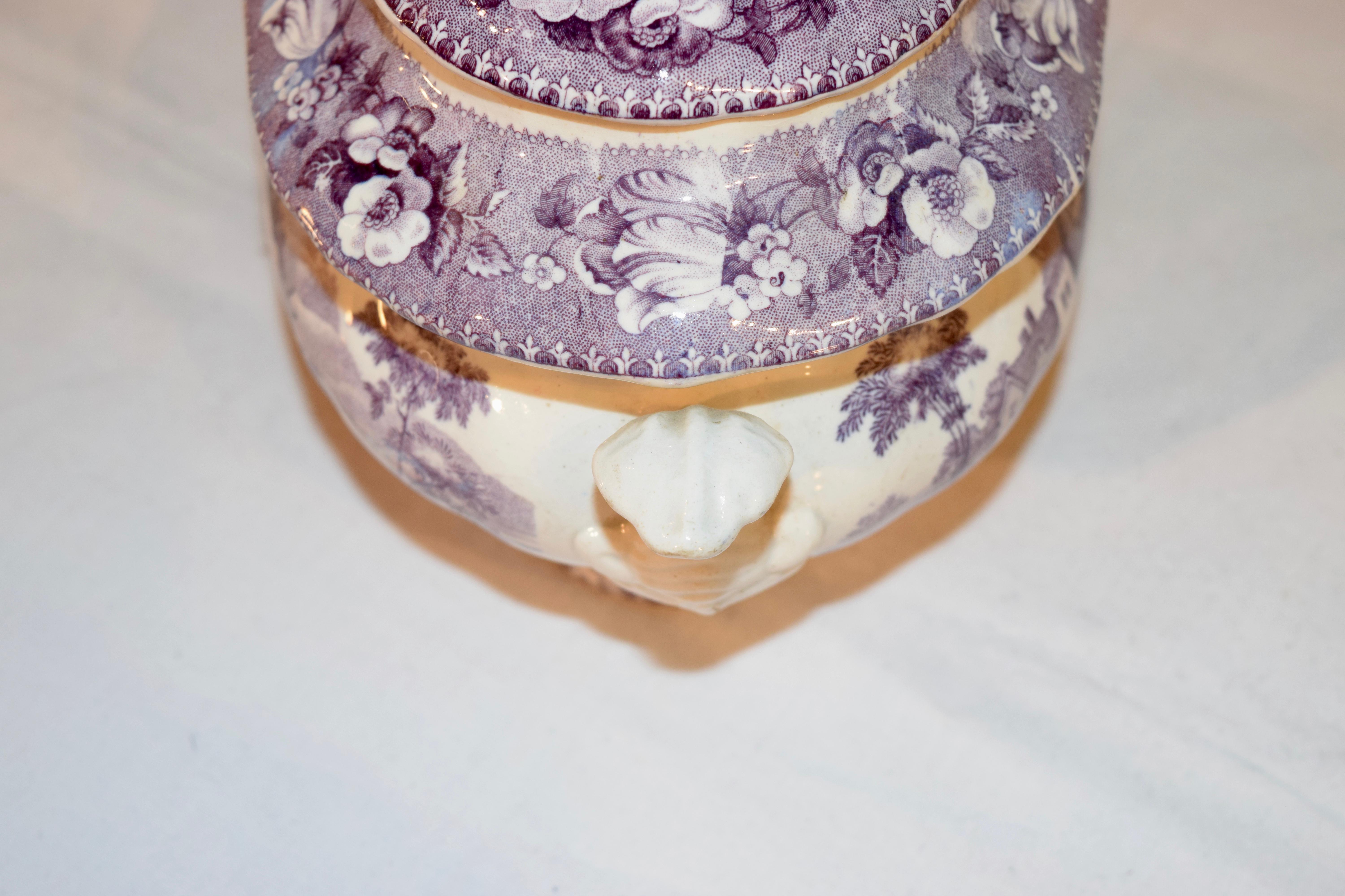 Porcelain 19th Century Transferware Sugar Bowl