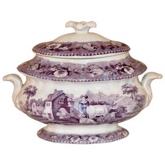 19th Century Transferware Sugar Bowl