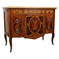 19th Century Transitional Marquetry Chest Of Drawers, France circa 1890