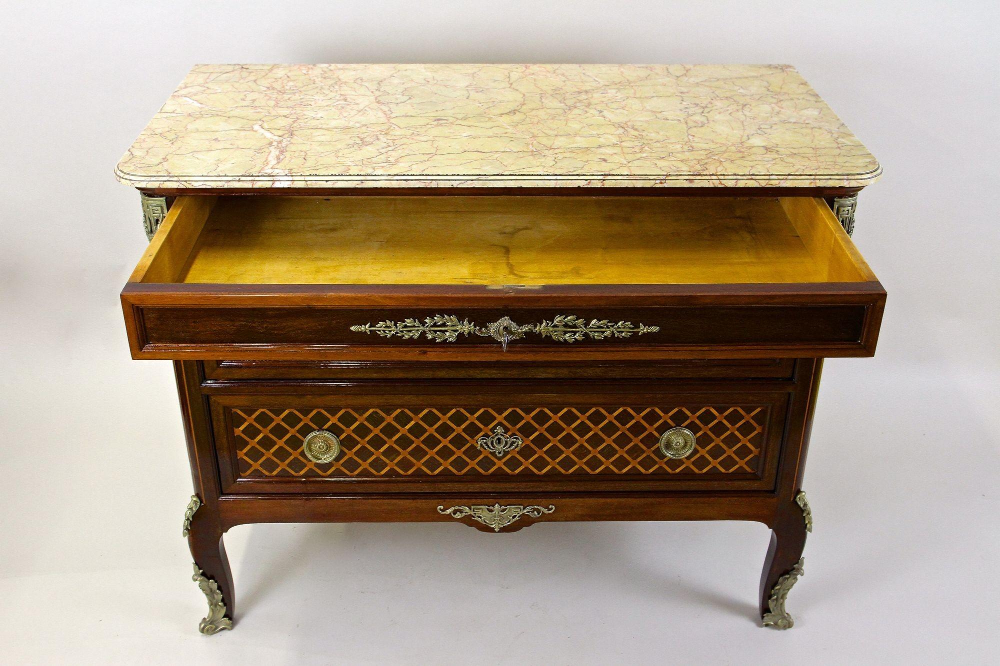 19th Century Transitional Marquetry Chest Of Drawers, Mahogany, FR circa 1870 For Sale 6