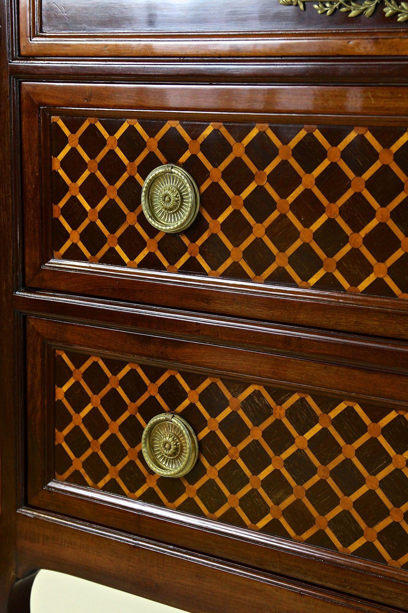 19th Century Transitional Marquetry Chest Of Drawers, Mahogany, FR circa 1870 For Sale 10