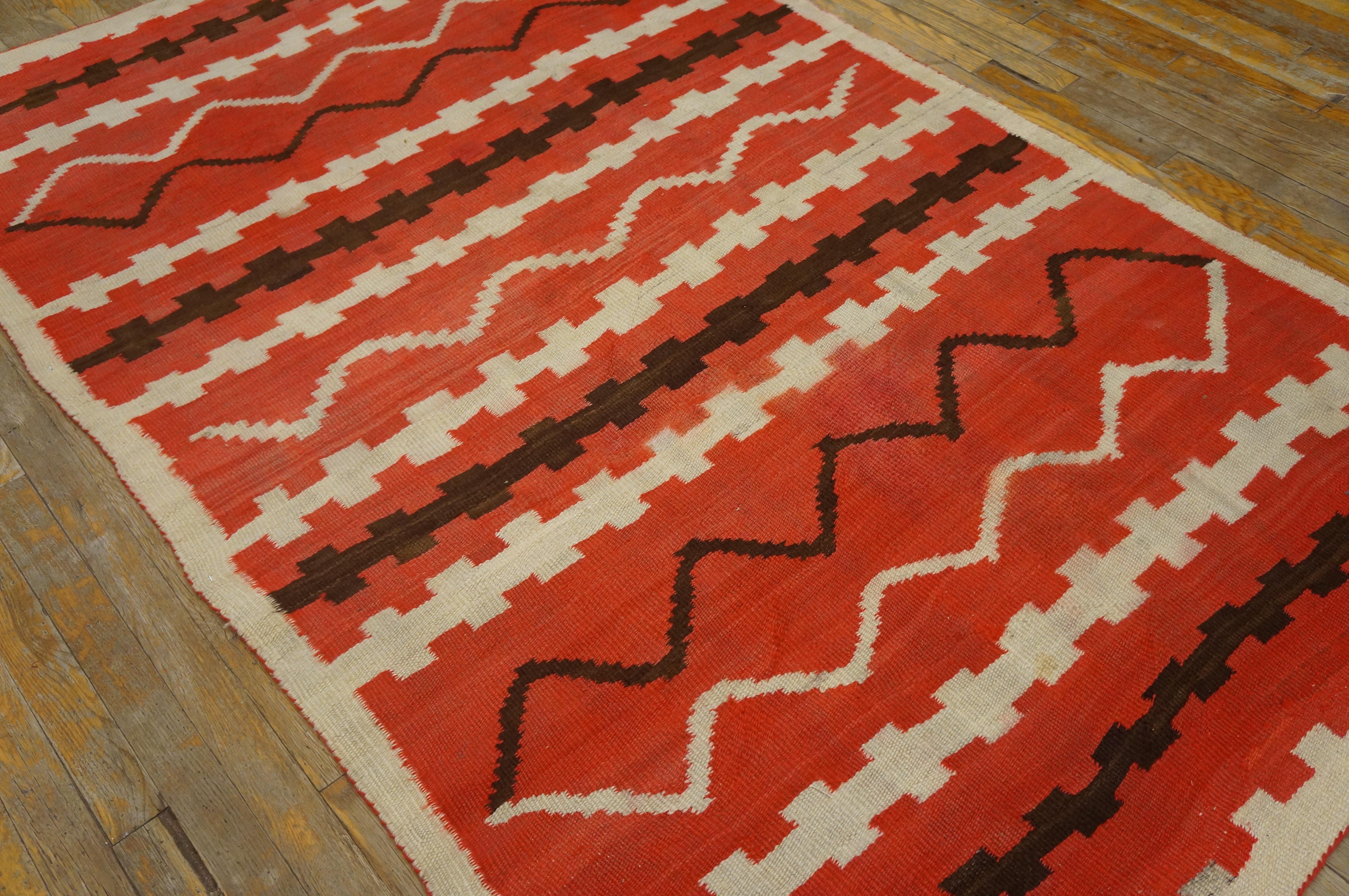Late 19th Century 19th Century Transitional Period  Navajo Carpet ( 4'4