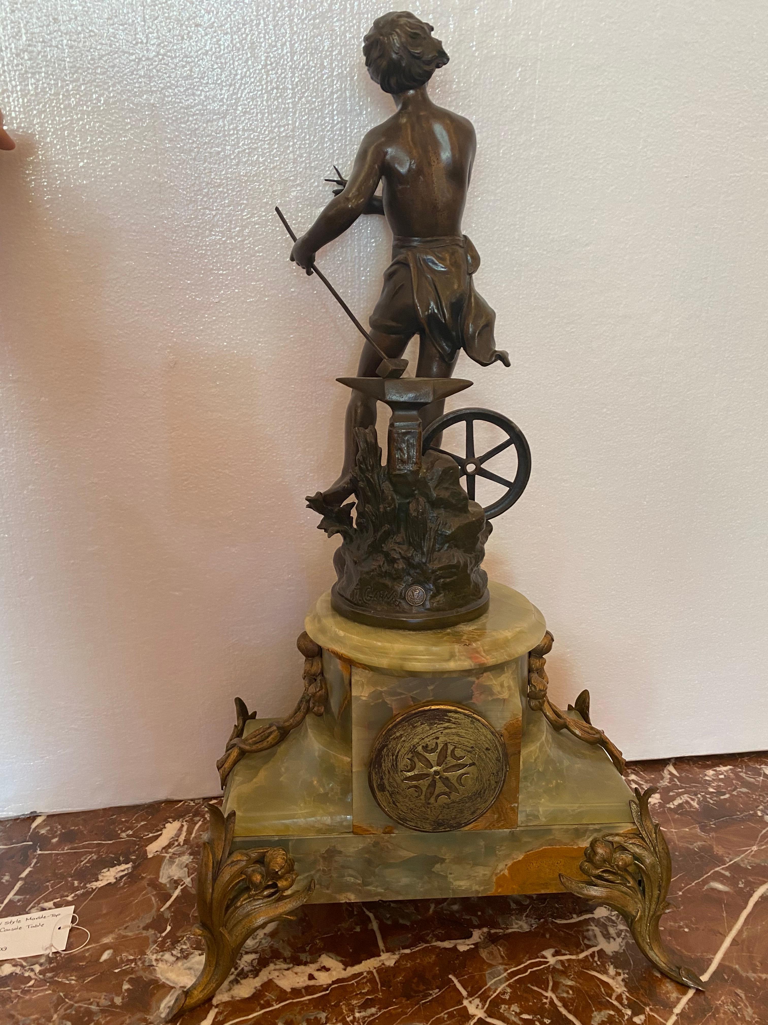 19th Century Travail Par Kossowsk Mantel Clock In Excellent Condition For Sale In Dallas, TX