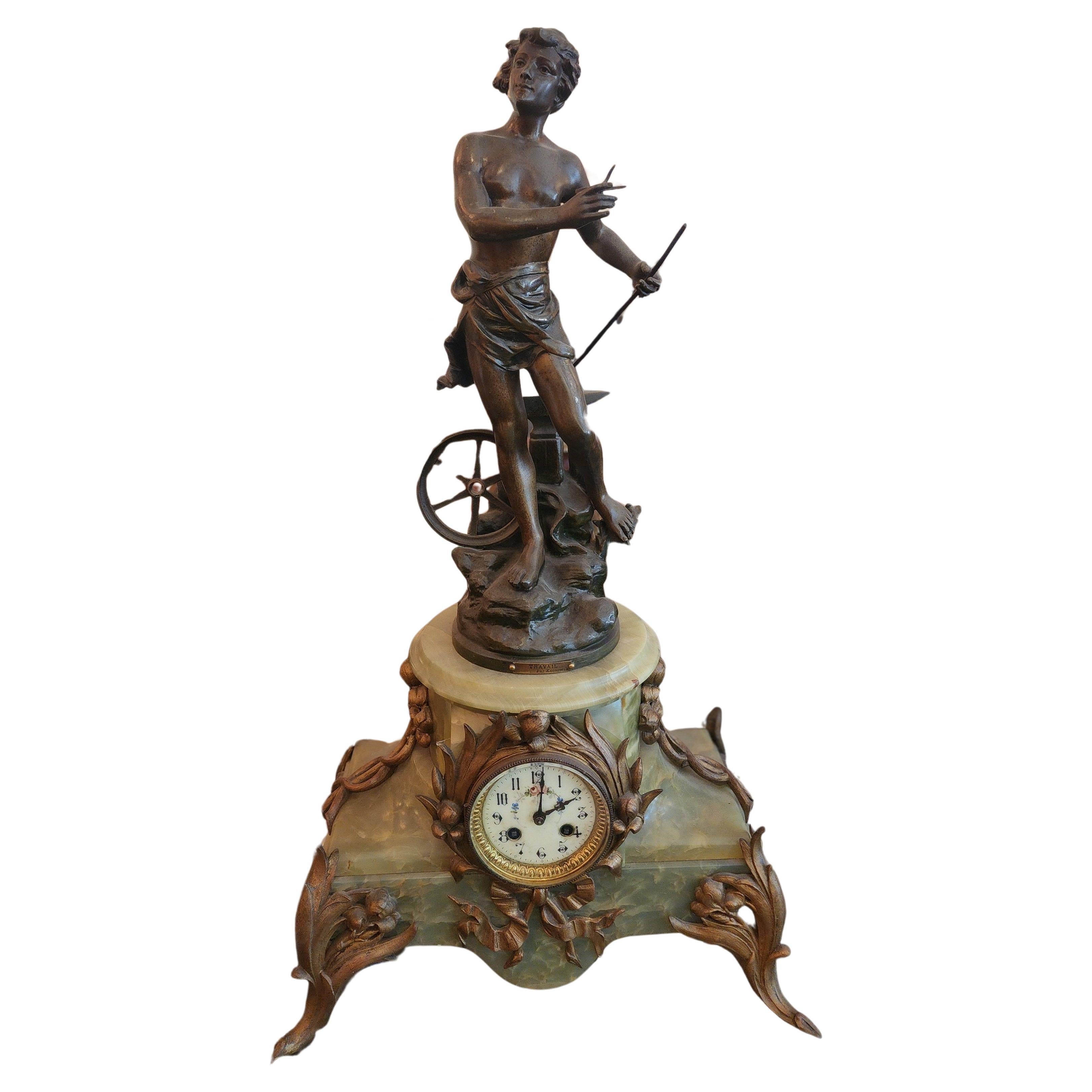 Horloge de cheminée Travail Par Kossowsk du 19e siècle en vente