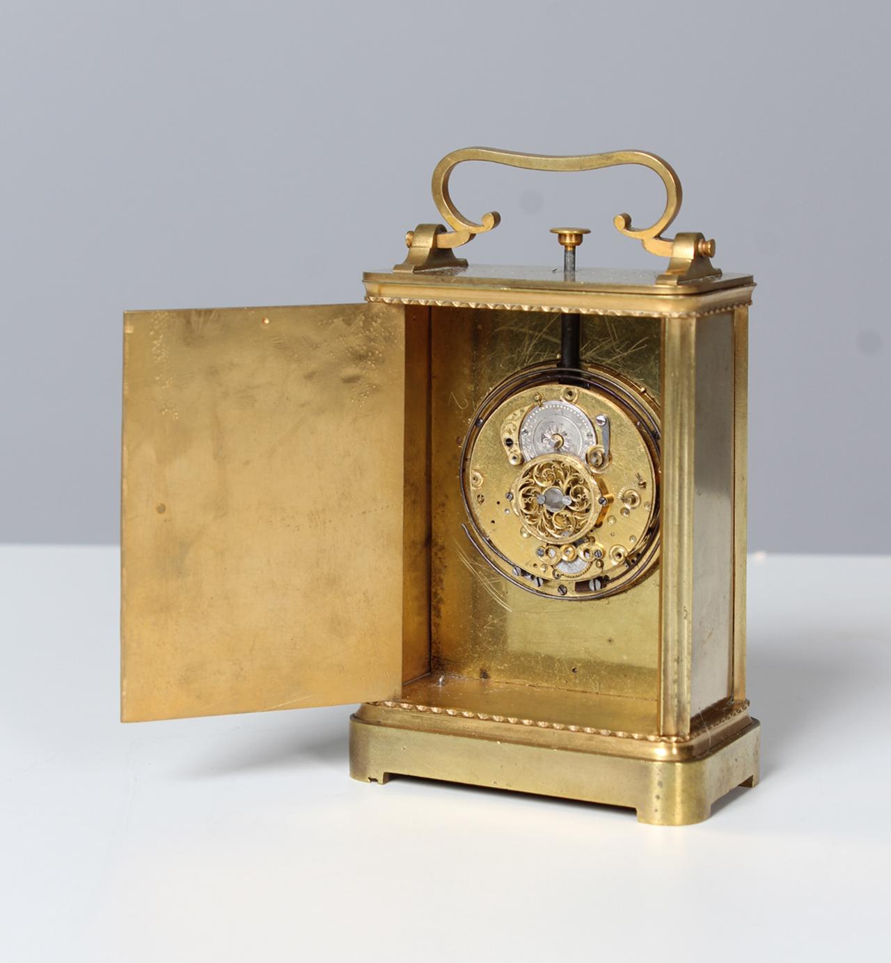 19th Century Travel Clock with Repetition, Carriage Clock, Pendule de Voyage For Sale 5