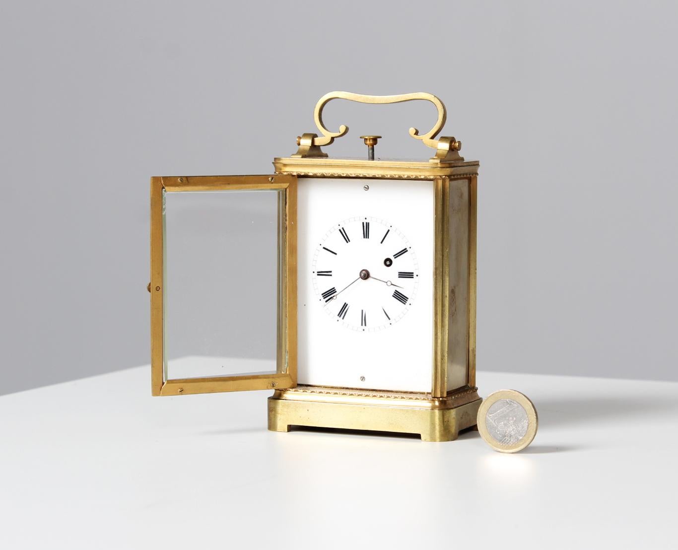 French 19th Century Travel Clock with Repetition, Carriage Clock, Pendule de Voyage For Sale