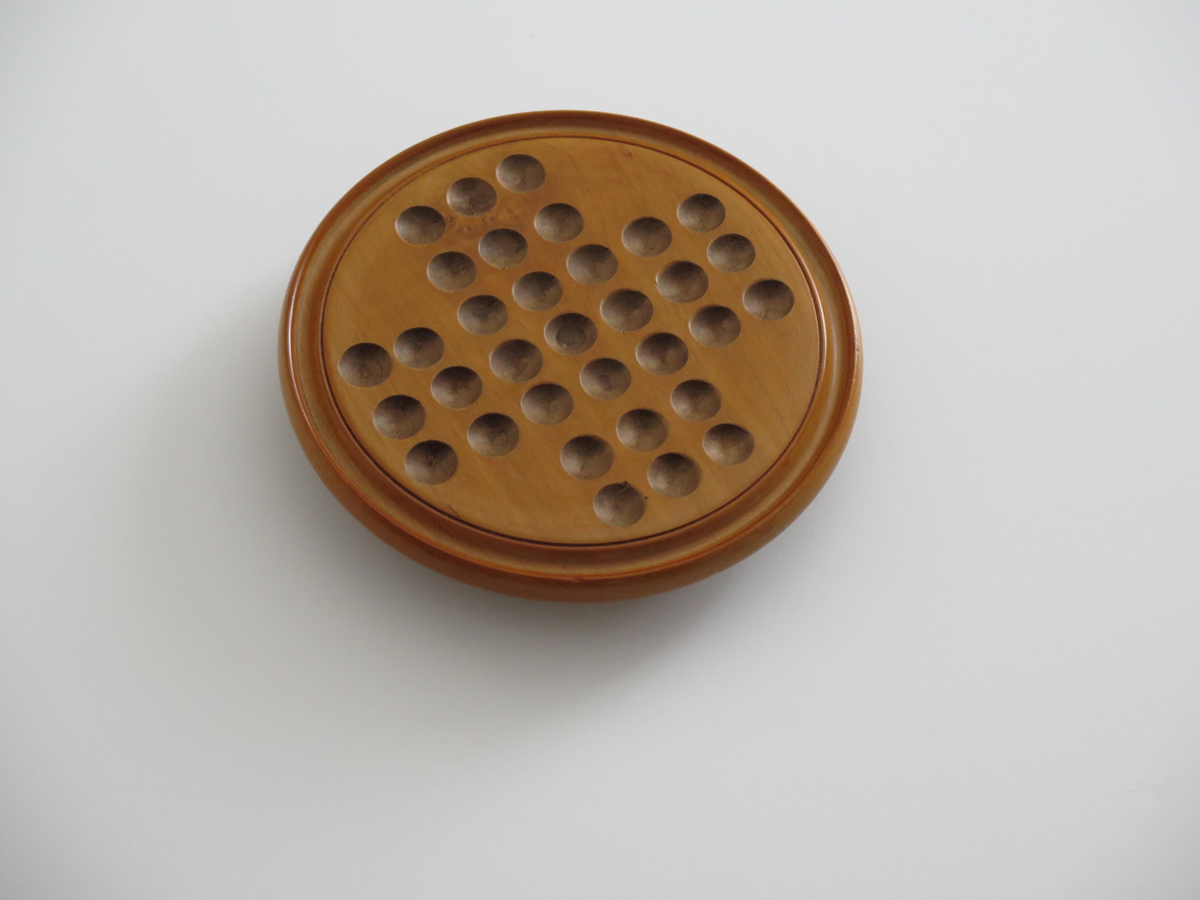 19th Century Travelling Marble Solitaire Game with 33 Handmade Clay Marbles 3