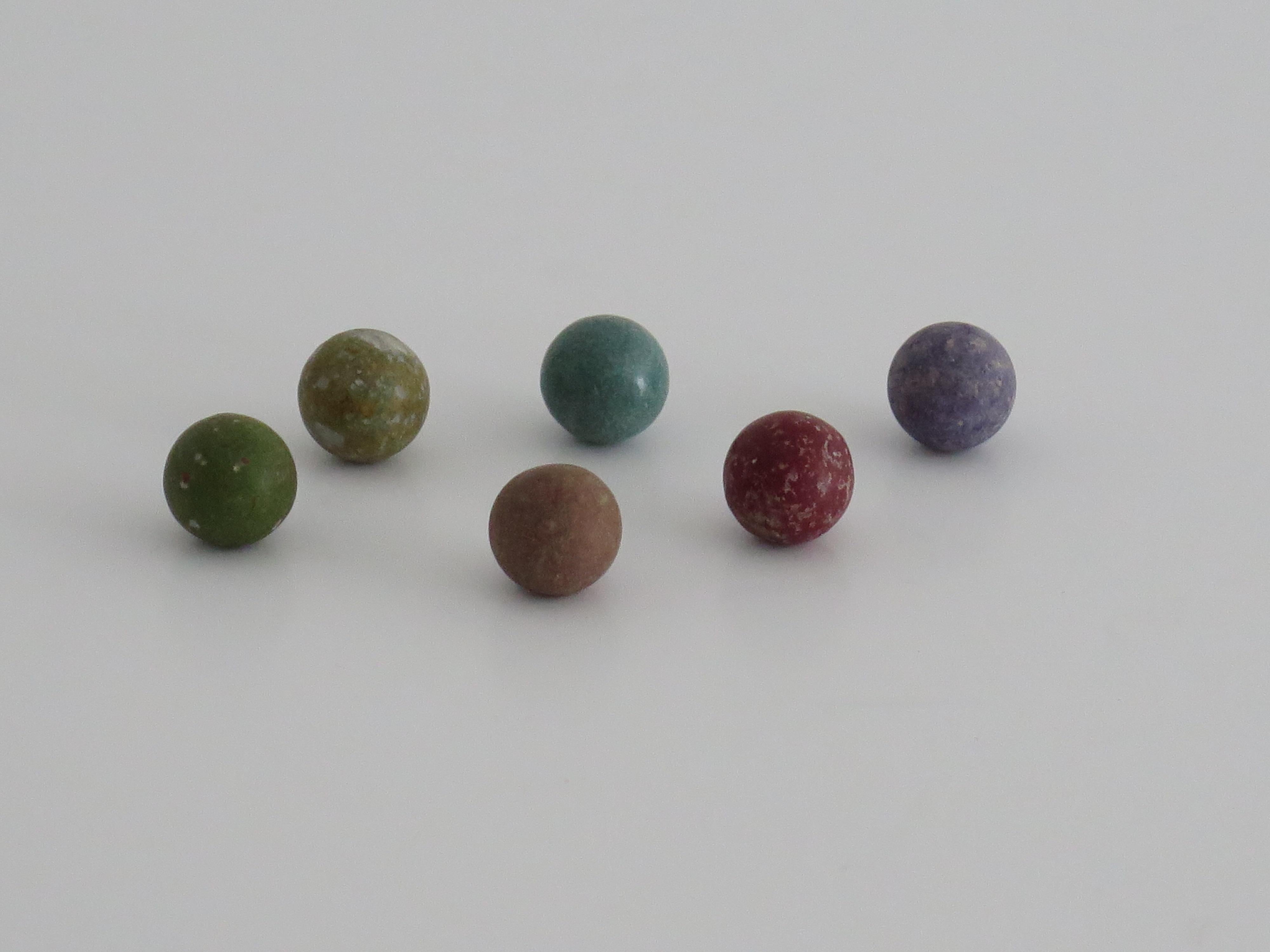 19th Century Travelling Marble Solitaire Game with 33 Handmade Clay Marbles 5