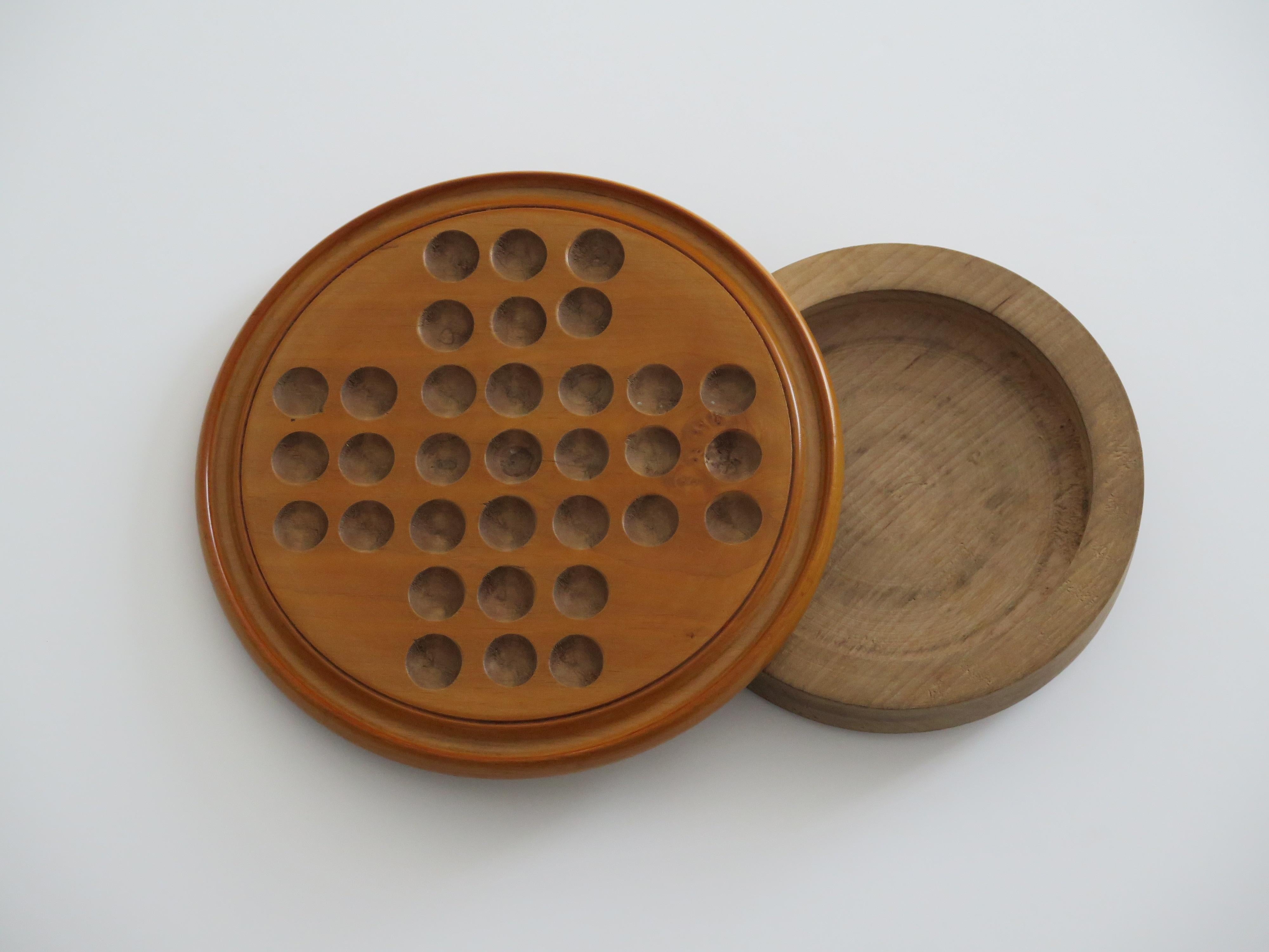 19th Century Travelling Marble Solitaire Game with 33 Handmade Clay Marbles 6
