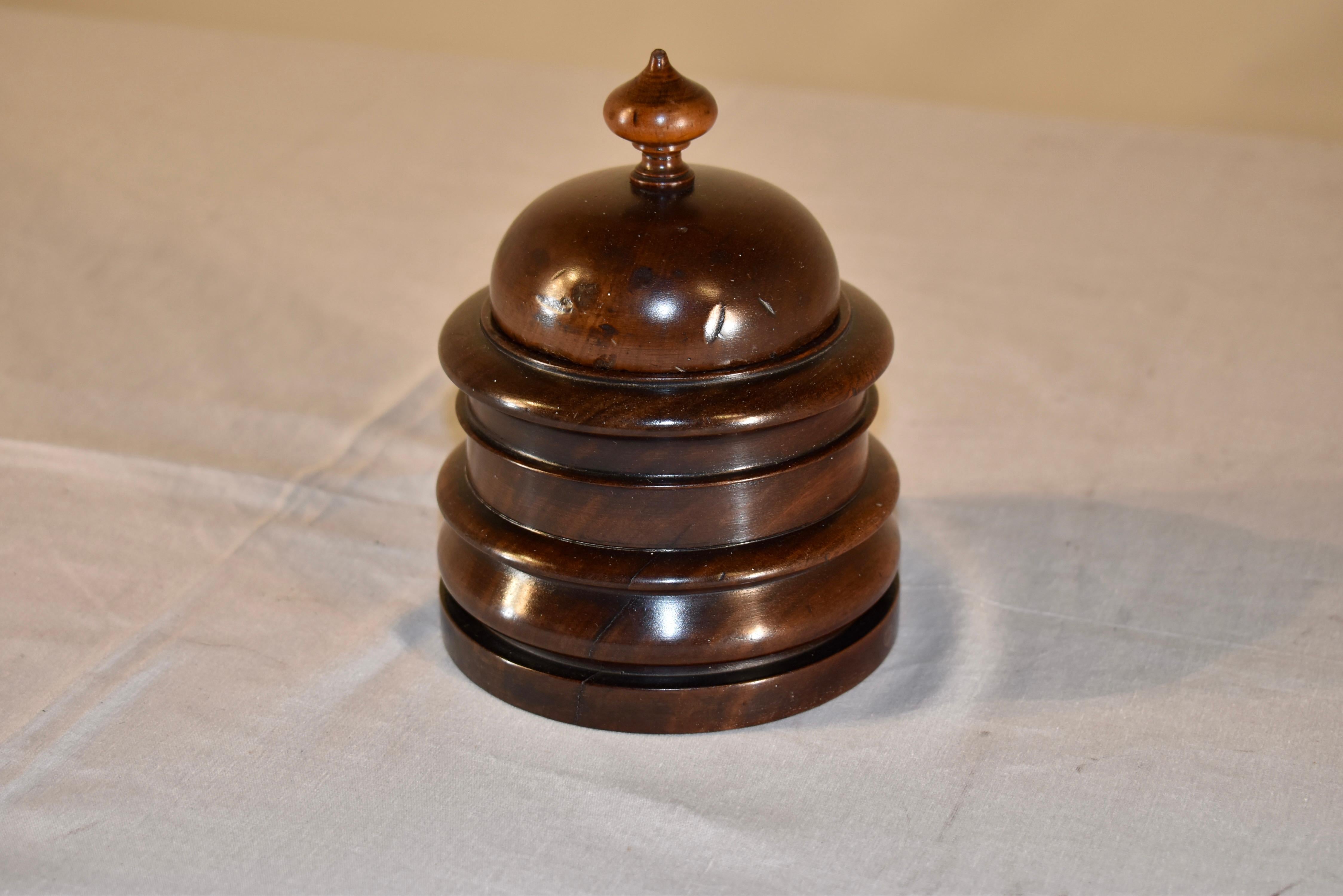 Turned 19th Century Treenware Mahogany Lidded Box For Sale