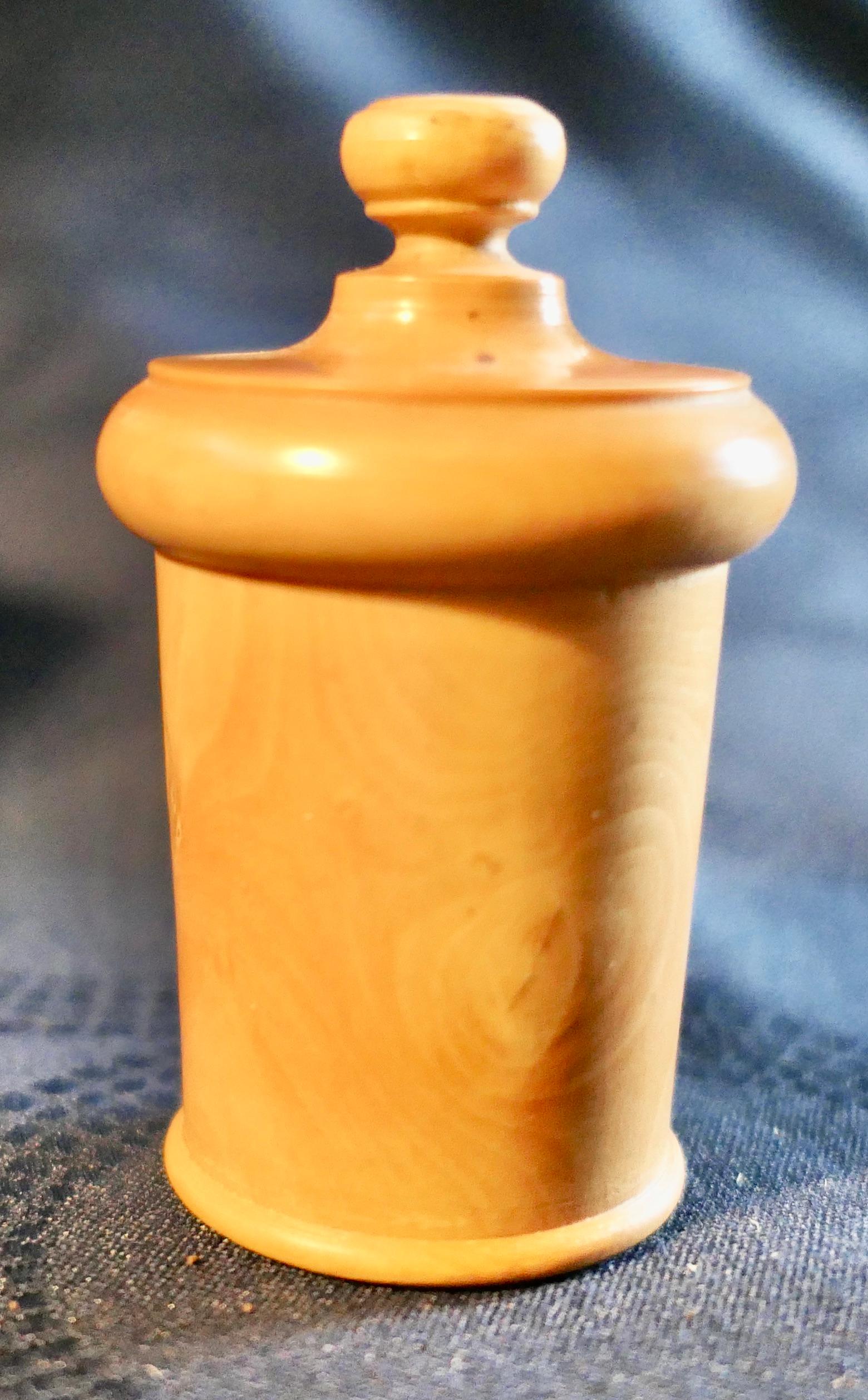 19th Century Treen Measure and Thread Dispenser in Sycamore 

Made in the 19th century, skilfully turned from Sycamore, these superb pieces would be used by the pharmacist and the seamstress 
The cup is 2.5” high and 1.75” in diameter, the dispenser