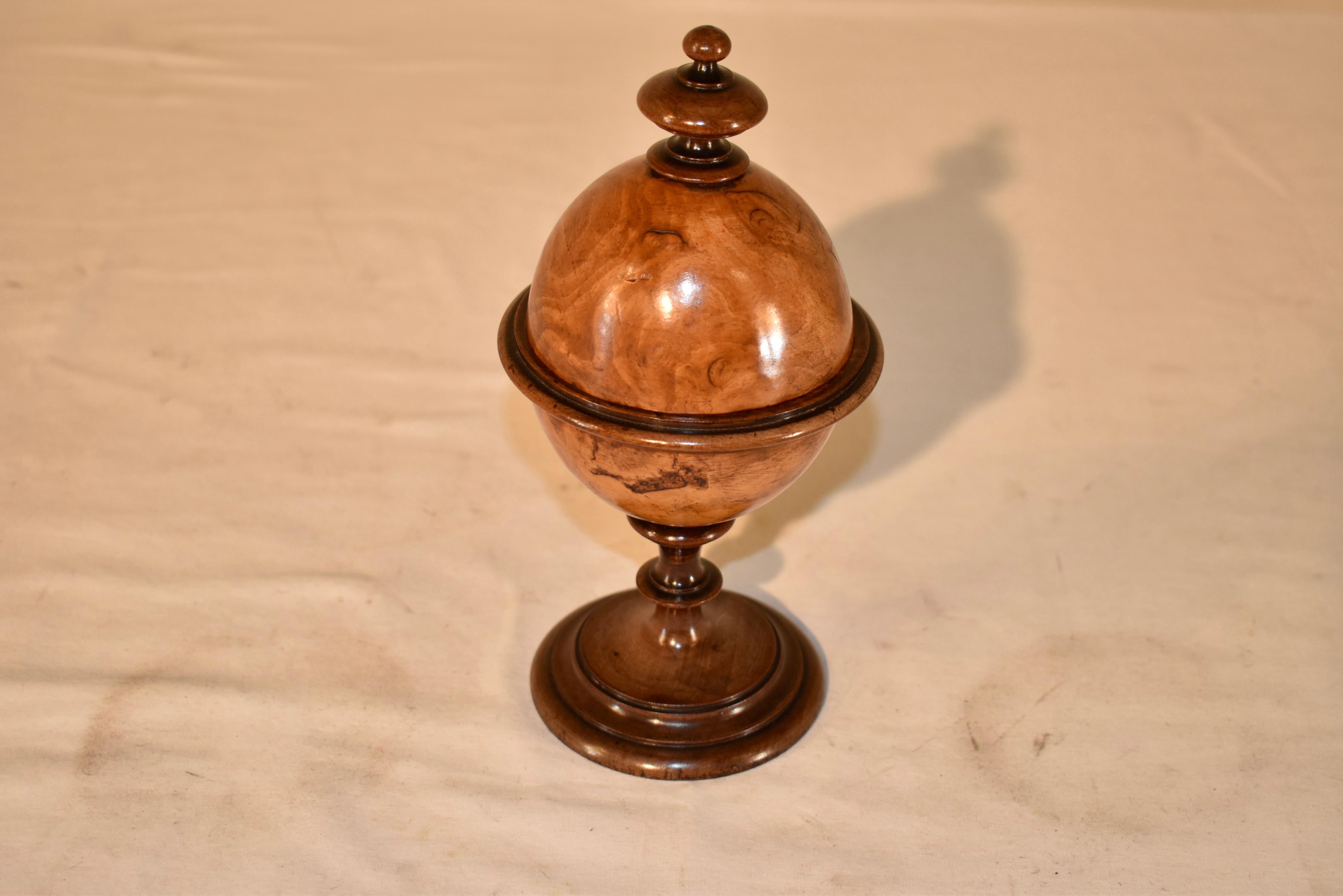 Turned 19th Century Treenware Burl Lidded Oval Box
